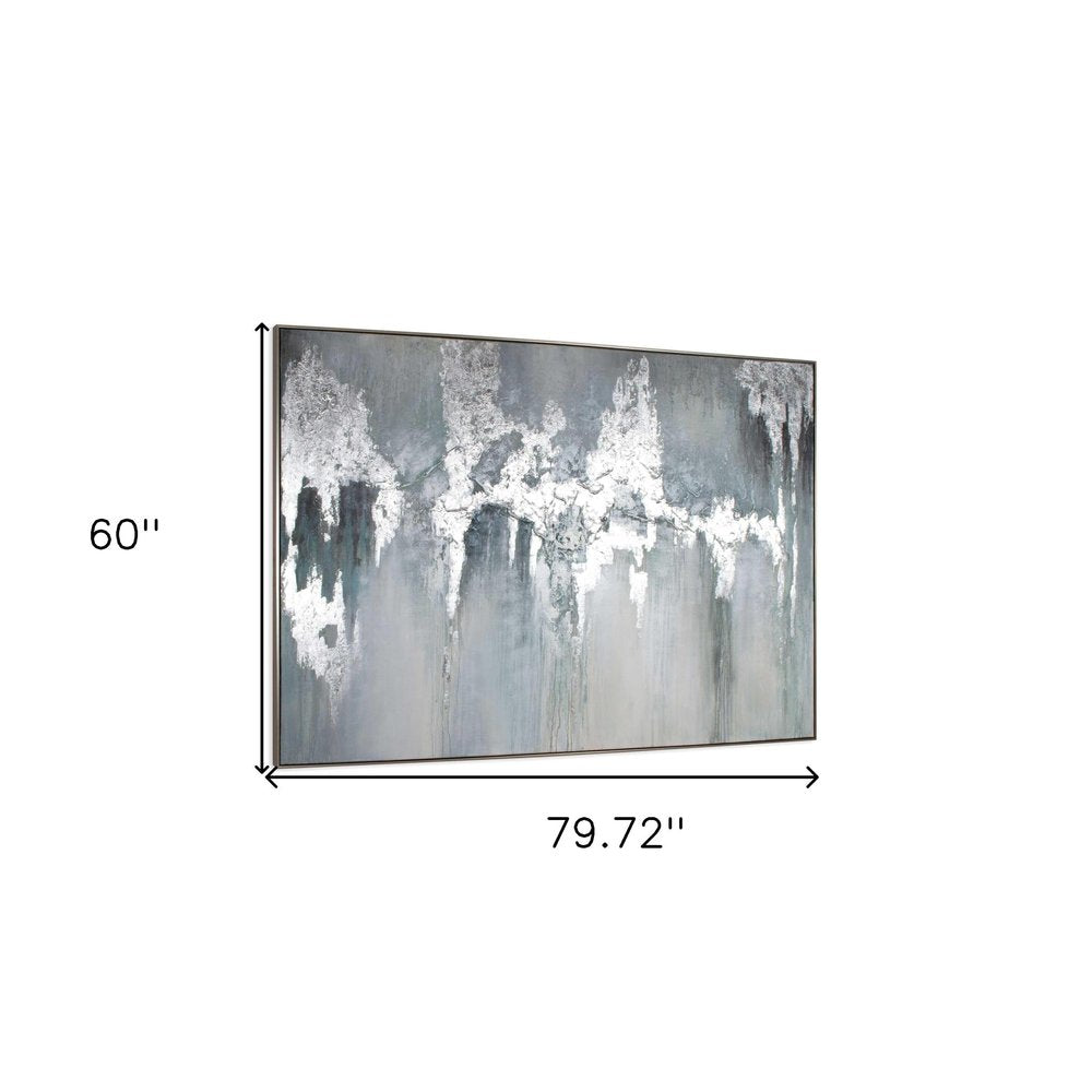 Exquisite Aquamarine Hand Painted Silver Floater Frame Wall Art — view 6