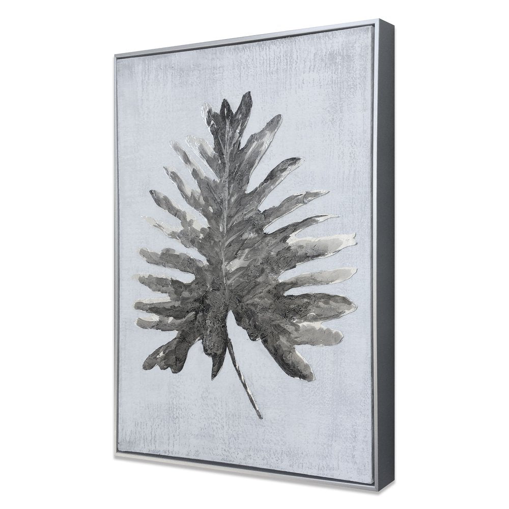 Silver Jungle I Hand Painted Silver Floater Frame Wall Art — view 1