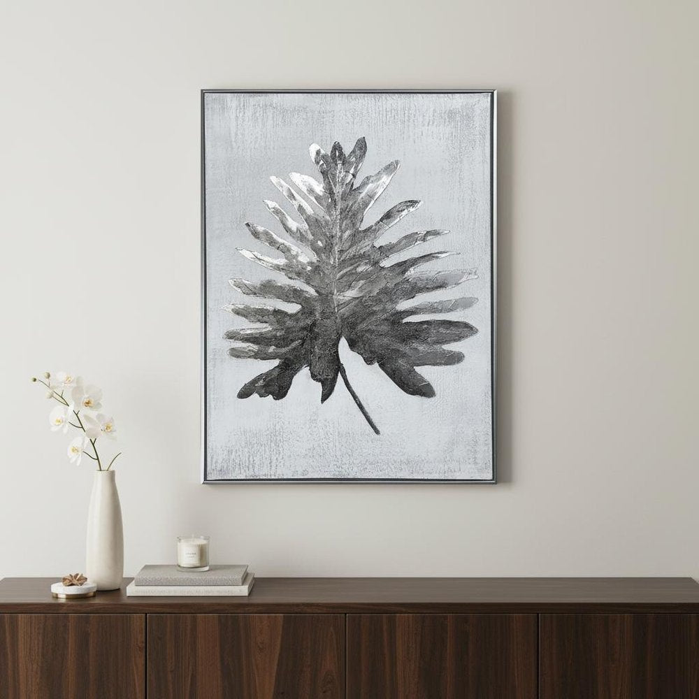 Silver Jungle I Hand Painted Silver Floater Frame Wall Art HomeRoots