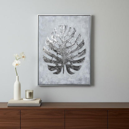 Silver Jungle II Hand Painted Silver Floater Frame Wall Art HomeRoots