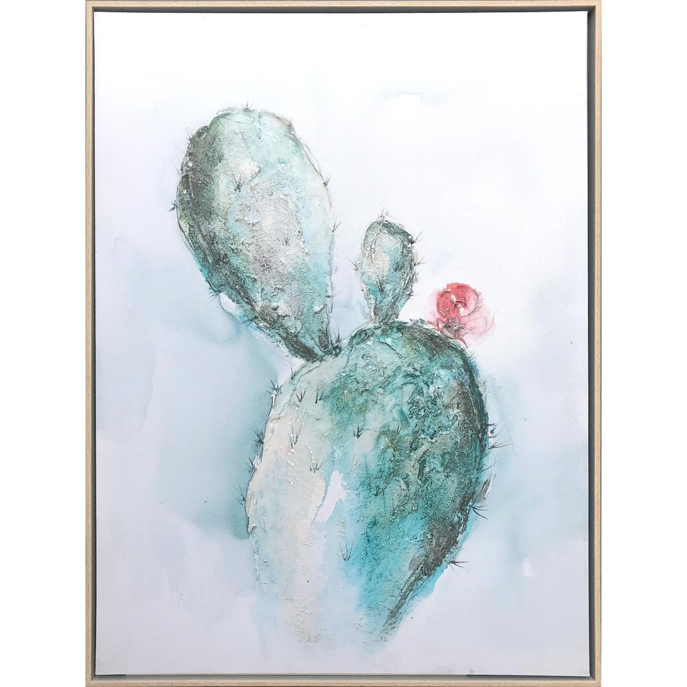 Desert Bloom Hand Painted Brown Floater Frame Wall Art HomeRoots