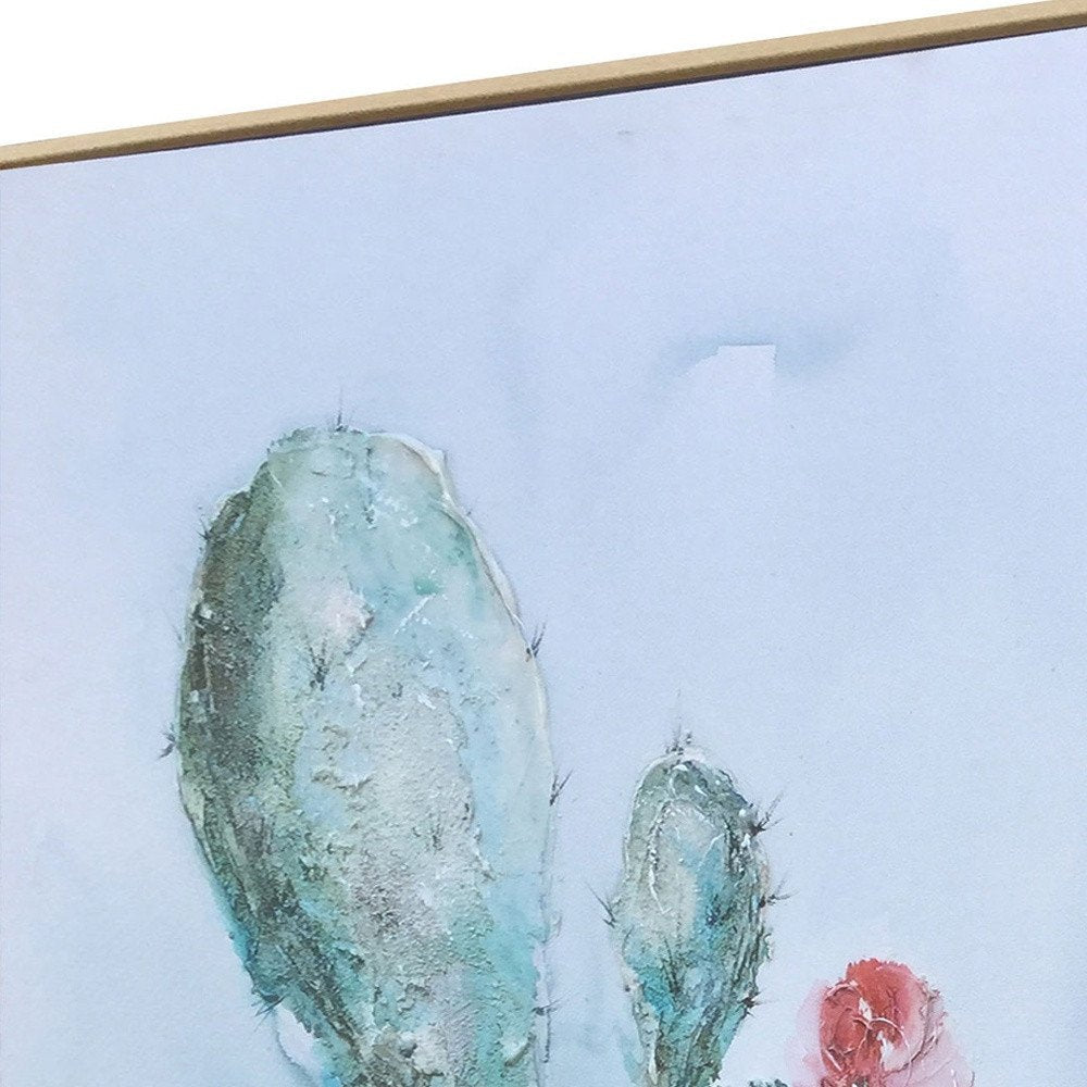 Desert Bloom Hand Painted Brown Floater Frame Wall Art — view 3