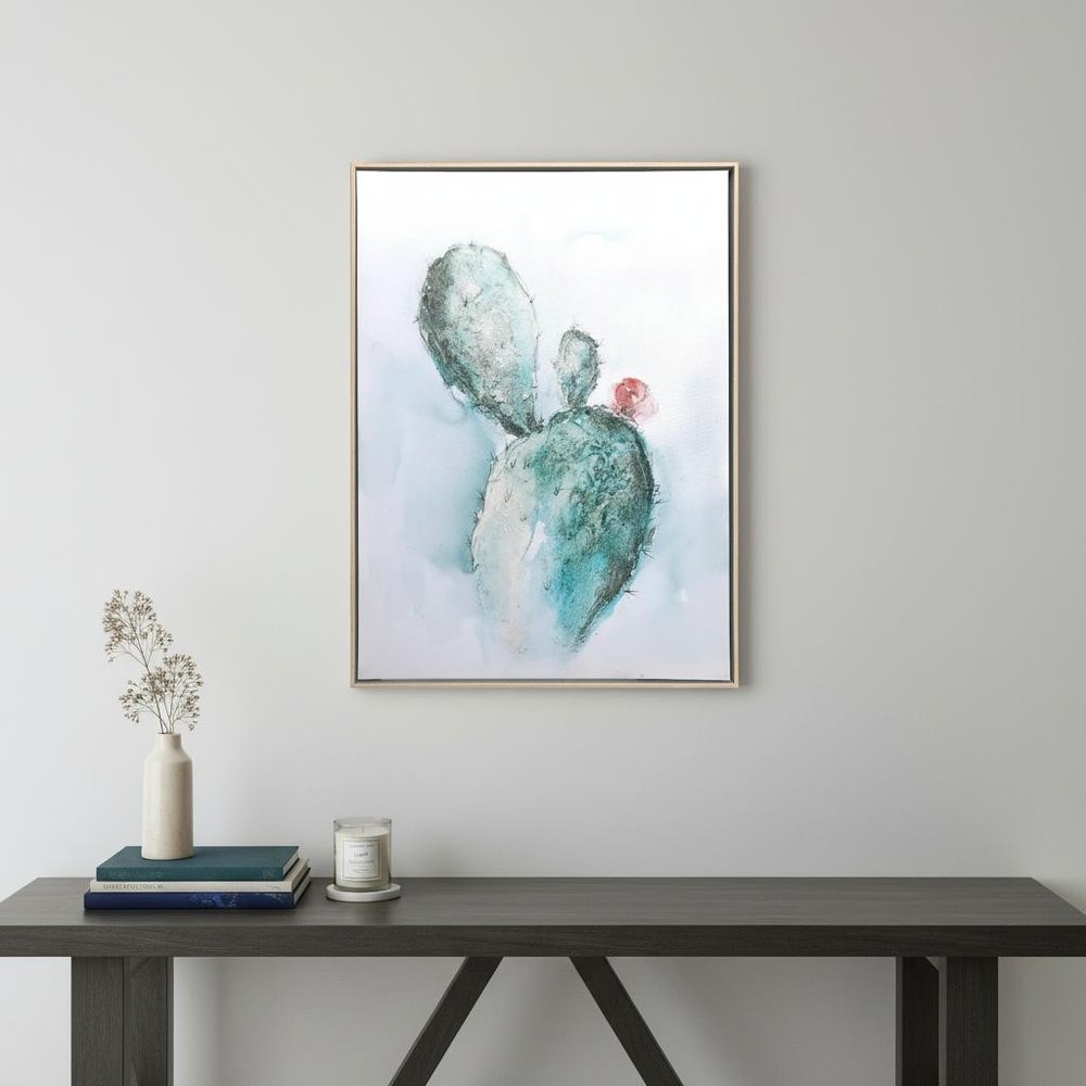 Desert Bloom Hand Painted Brown Floater Frame Wall Art HomeRoots