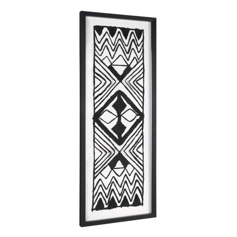 Modern Tribal Hand Painted Black Shadowbox Textual Art Wall Art — view 1