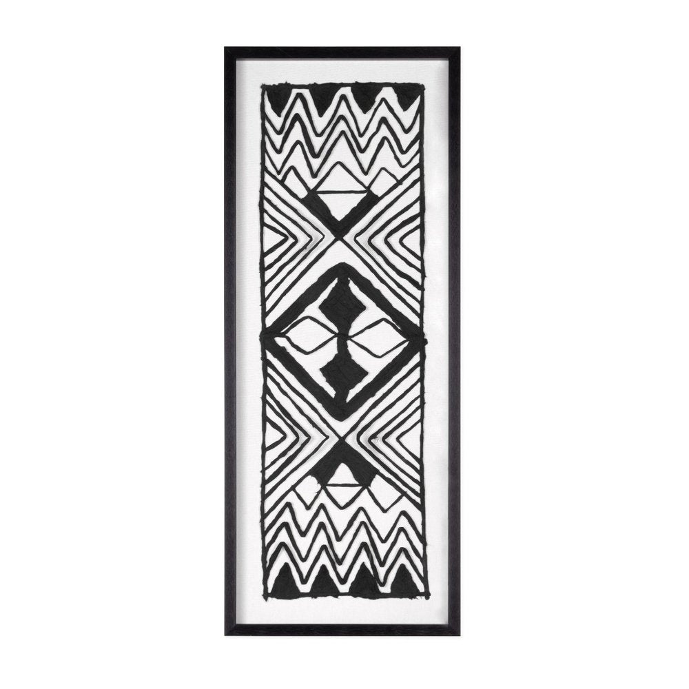 Modern Tribal Hand Painted Black Shadowbox Textual Art Wall Art — view 2