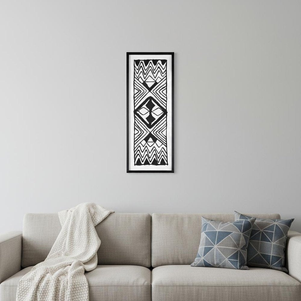Modern Tribal Hand Painted Black Shadowbox Textual Art Wall Art — view 8