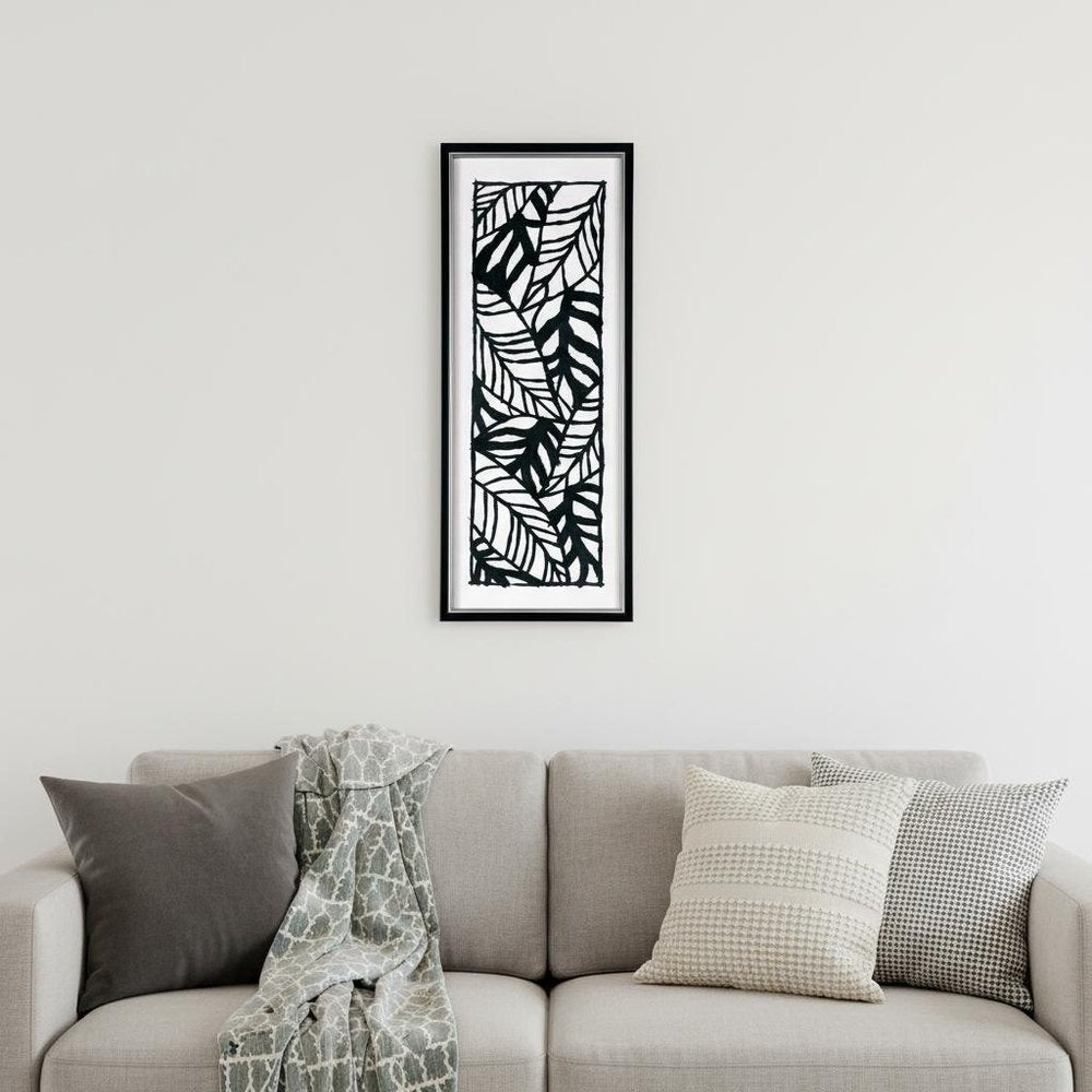Modern Palm Leaves Hand Painted Black Floater Frame Textual Art Wall Art — view 9