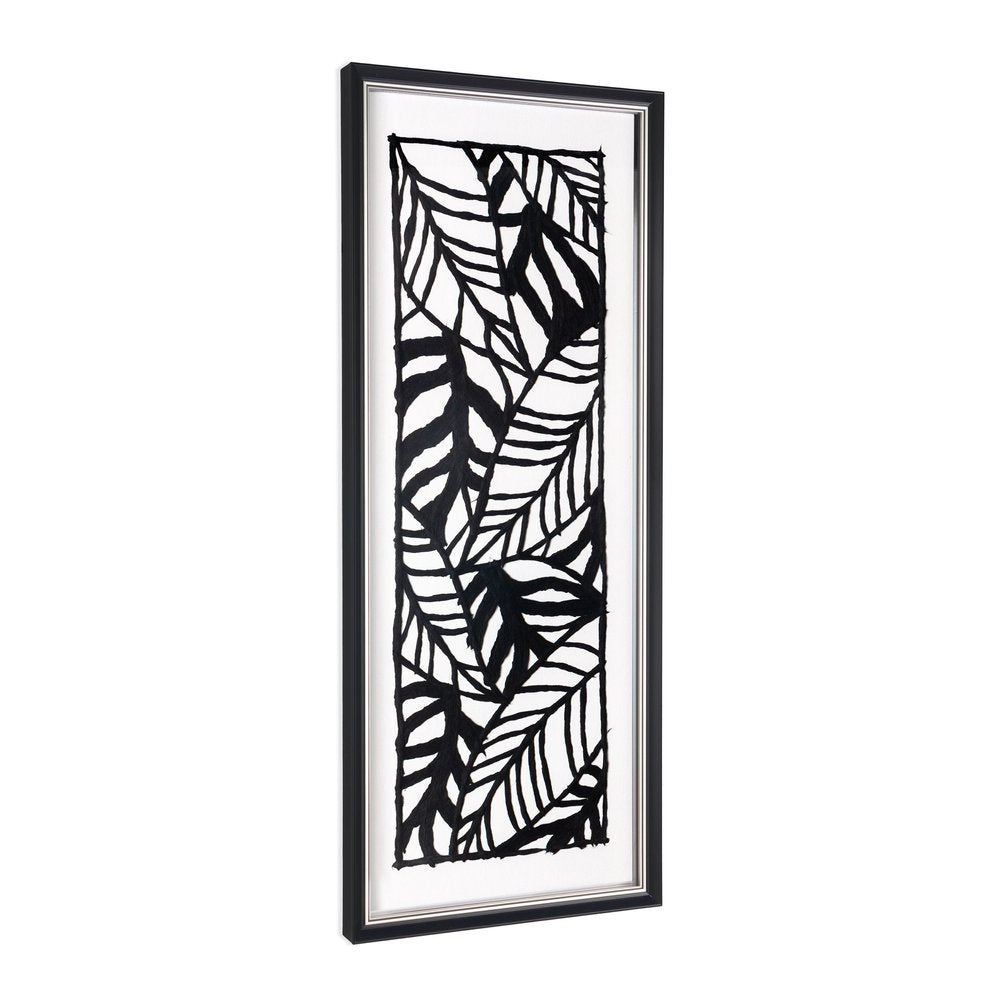 Modern Palm Leaves Hand Painted Black Floater Frame Textual Art Wall Art — view 1