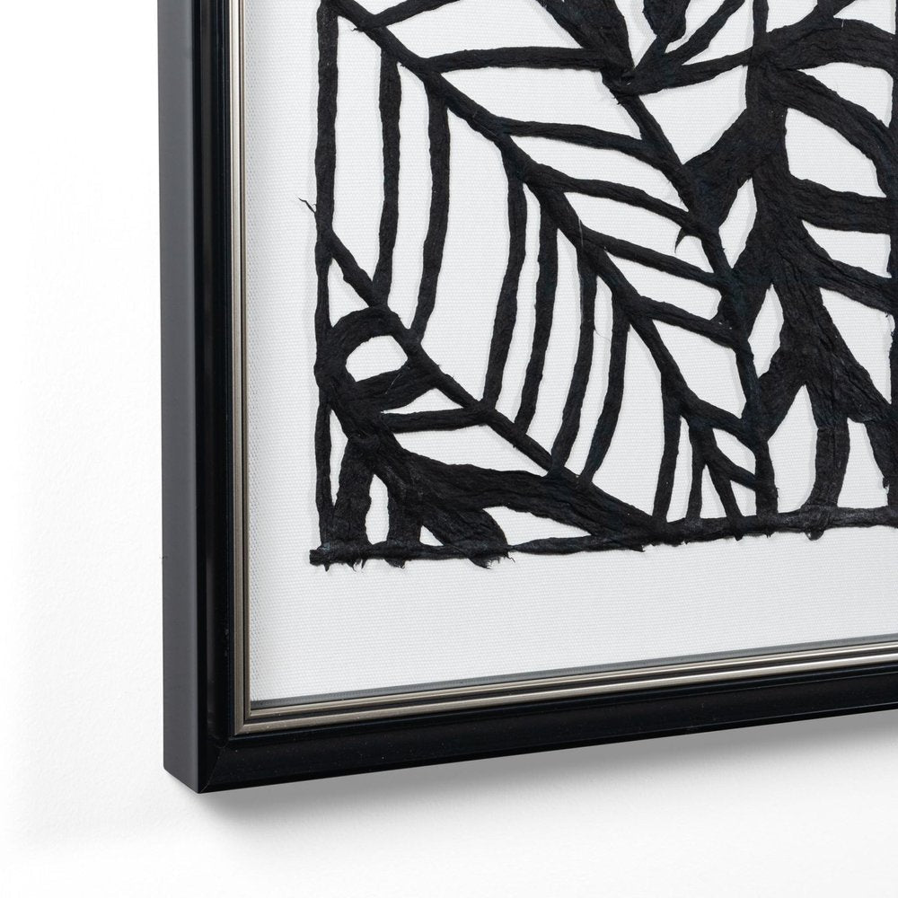 Modern Palm Leaves Hand Painted Black Floater Frame Textual Art Wall Art — view 4