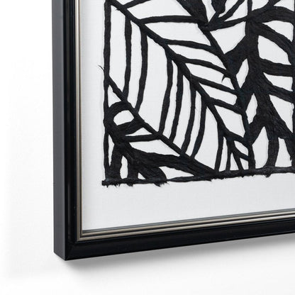 Modern Palm Leaves Hand Painted Black Floater Frame Textual Art Wall Art HomeRoots