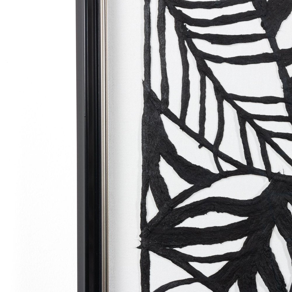 Modern Palm Leaves Hand Painted Black Floater Frame Textual Art Wall Art HomeRoots