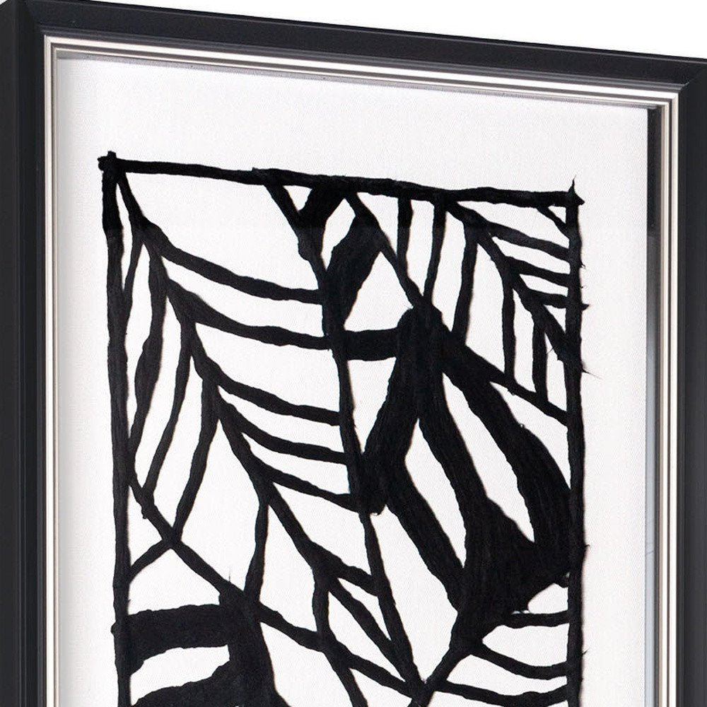 Modern Palm Leaves Hand Painted Black Floater Frame Textual Art Wall Art — view 6