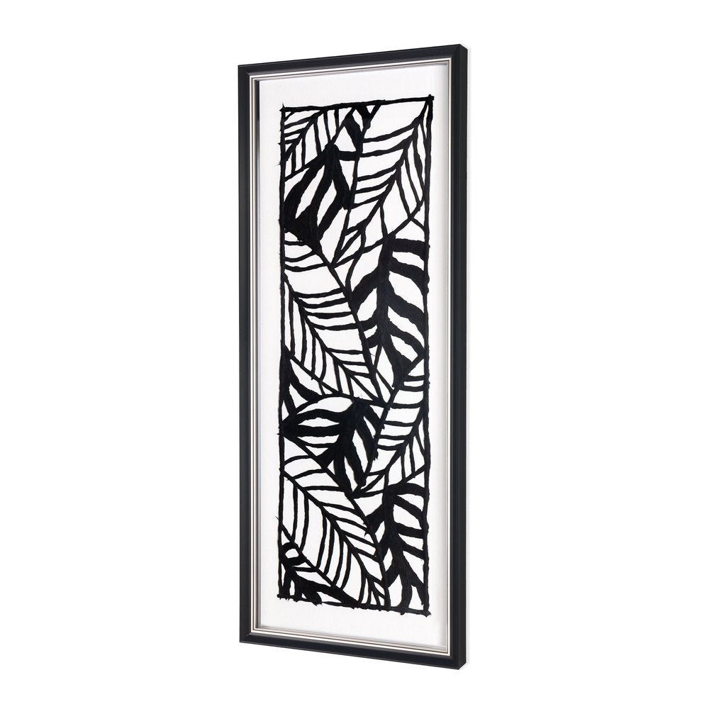 Modern Palm Leaves Hand Painted Black Floater Frame Textual Art Wall Art — view 7