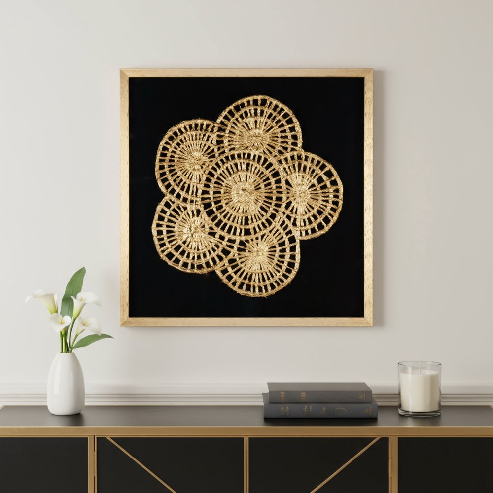Modern Palm Leaves Hand Painted Gold Shadowbox Textual Art Wall Art