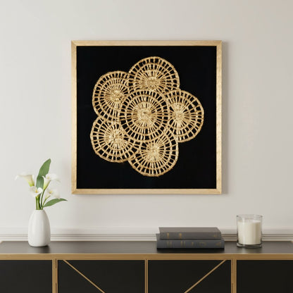 Modern Palm Leaves Hand Painted Gold Shadowbox Textual Art Wall Art