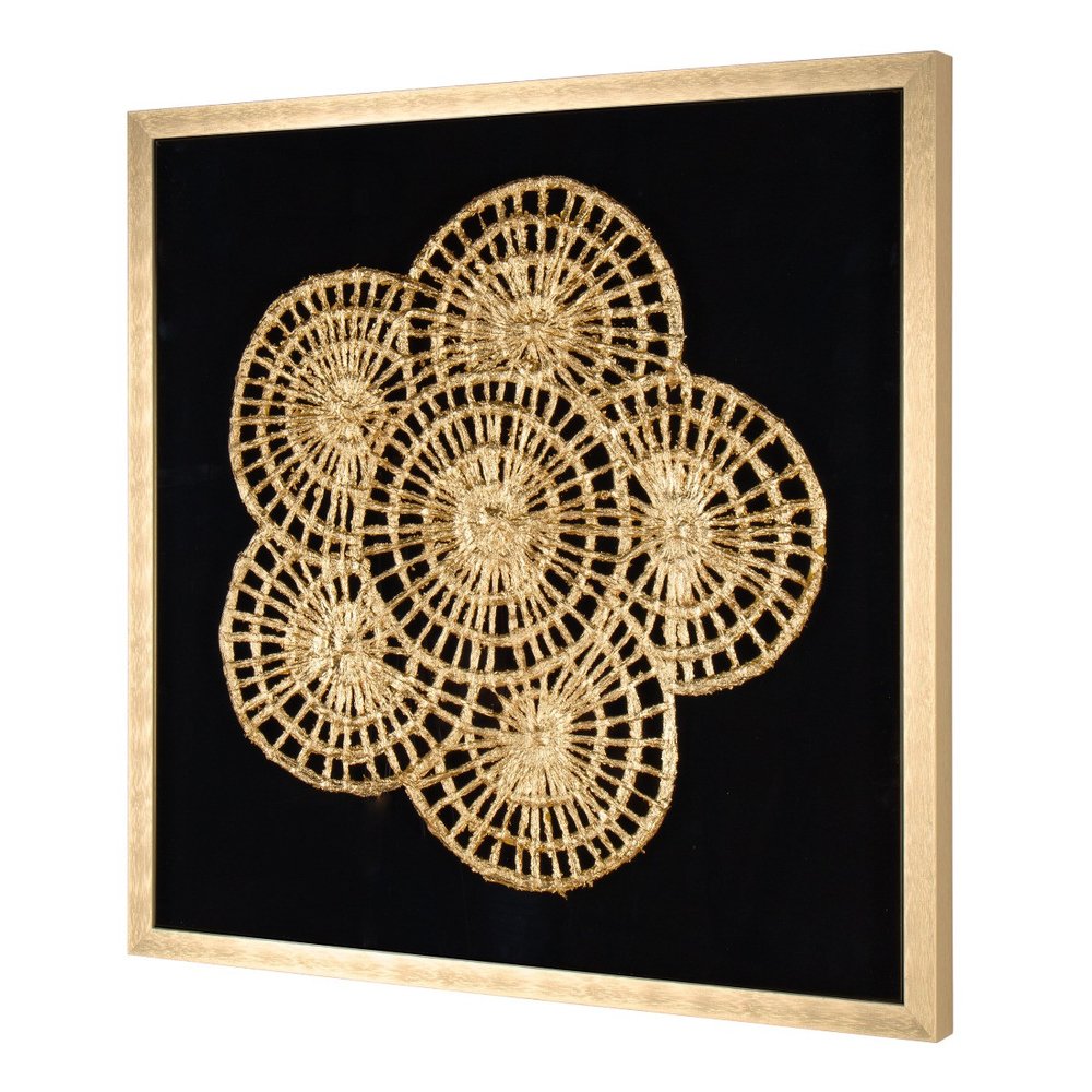 Modern Palm Leaves Hand Painted Gold Shadowbox Textual Art Wall Art — view 1