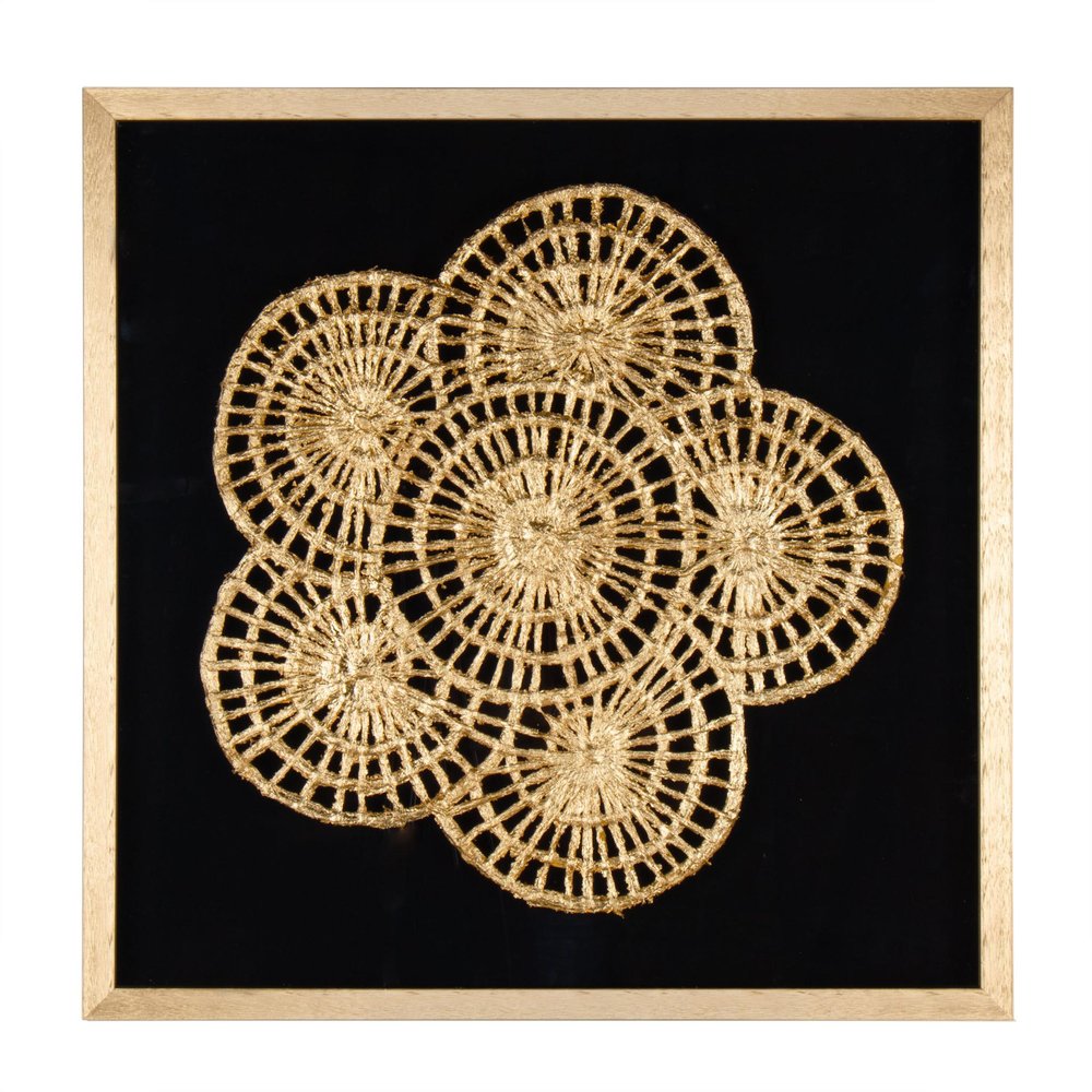 Modern Palm Leaves Hand Painted Gold Shadowbox Textual Art Wall Art
