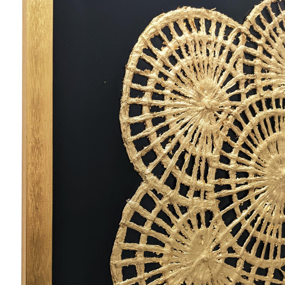 Modern Palm Leaves Hand Painted Gold Shadowbox Textual Art Wall Art — view 3