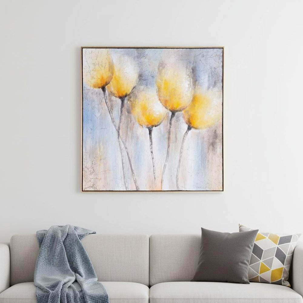 Sunny Blooms Hand Painted Gold Floater Frame Wall Art — view 7