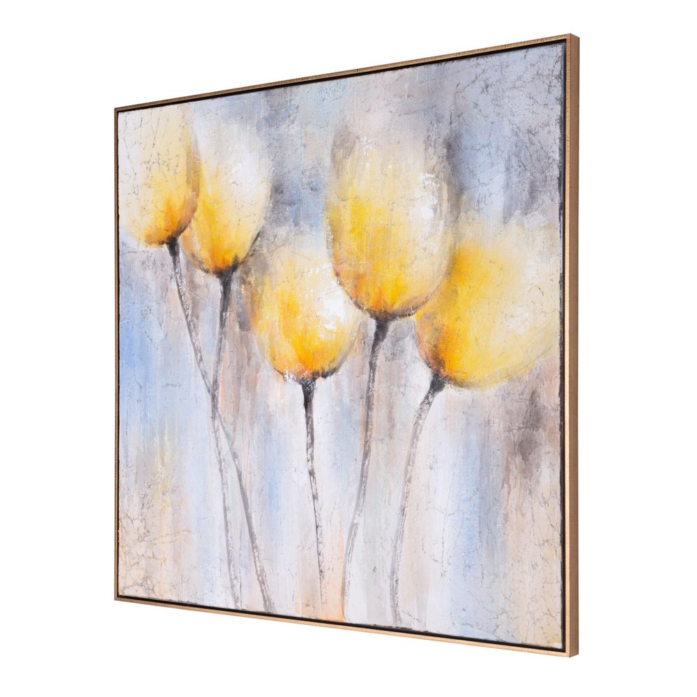 Sunny Blooms Hand Painted Gold Floater Frame Wall Art HomeRoots