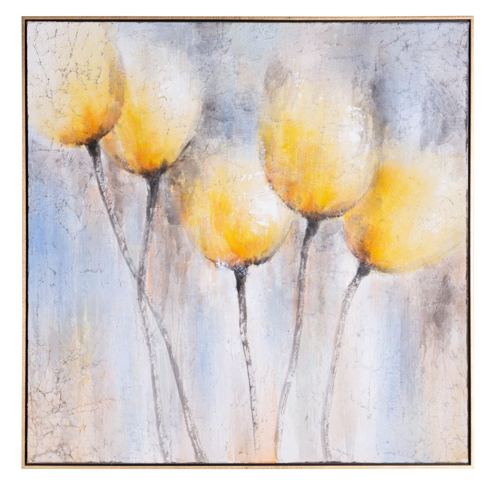 Sunny Blooms Hand Painted Gold Floater Frame Wall Art HomeRoots