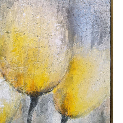 Sunny Blooms Hand Painted Gold Floater Frame Wall Art HomeRoots