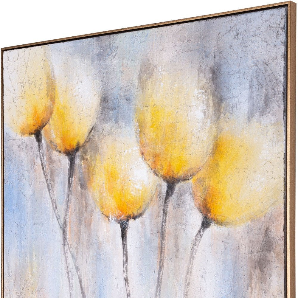 Sunny Blooms Hand Painted Gold Floater Frame Wall Art — view 6