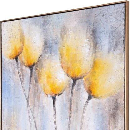 Sunny Blooms Hand Painted Gold Floater Frame Wall Art HomeRoots