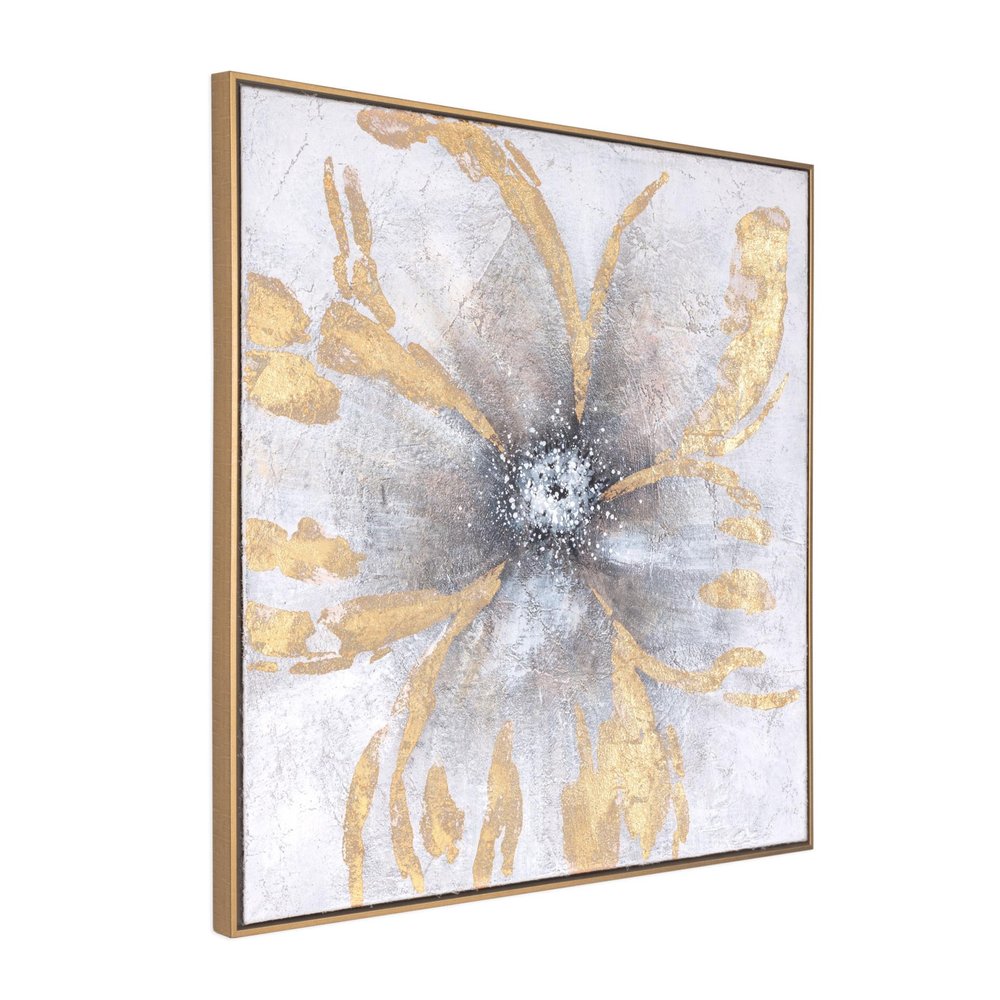 Brilliant Blossom Hand Painted Gold Floater Frame Wall Art HomeRoots