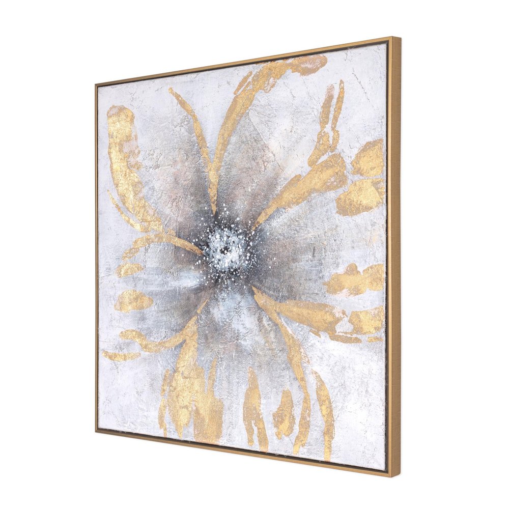 Brilliant Blossom Hand Painted Gold Floater Frame Wall Art HomeRoots