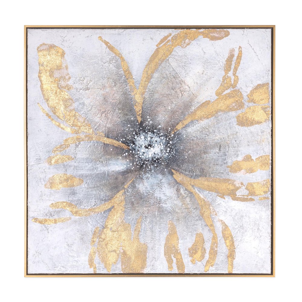 Brilliant Blossom Hand Painted Gold Floater Frame Wall Art — view 3