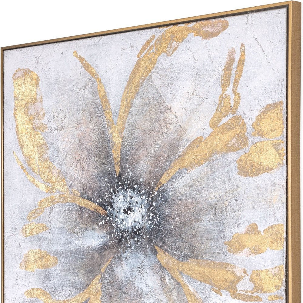Brilliant Blossom Hand Painted Gold Floater Frame Wall Art HomeRoots