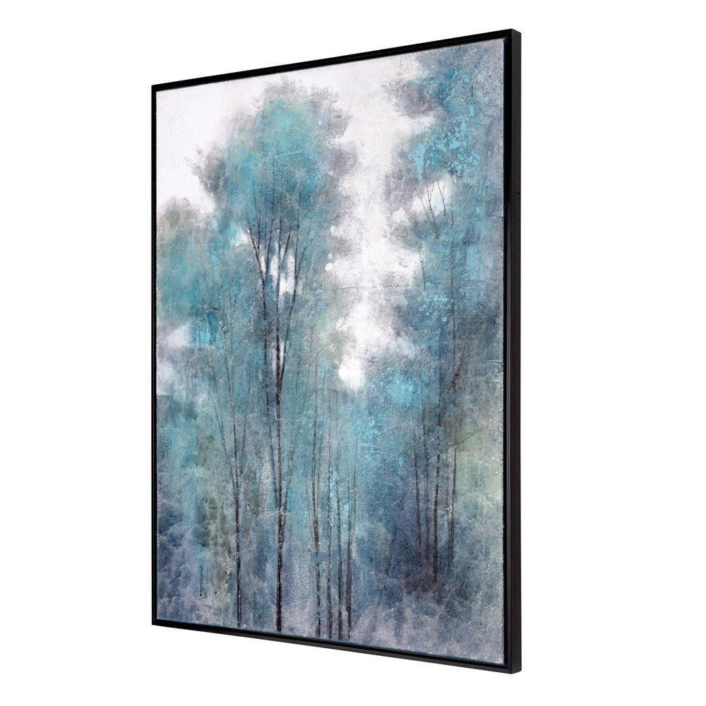 Aquamarine Forest Hand Painted Black Floater Frame Wall Art HomeRoots