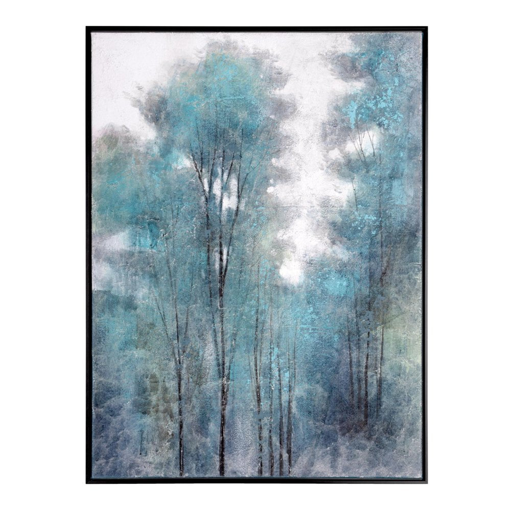 Aquamarine Forest Hand Painted Black Floater Frame Wall Art HomeRoots