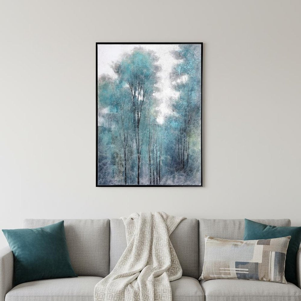 Aquamarine Forest Hand Painted Black Floater Frame Wall Art — view 8