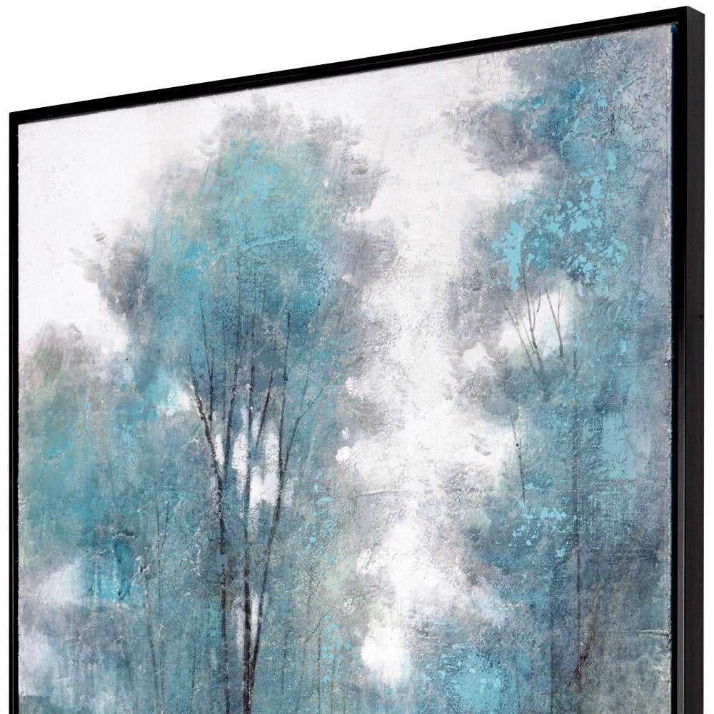 Aquamarine Forest Hand Painted Black Floater Frame Wall Art — view 6