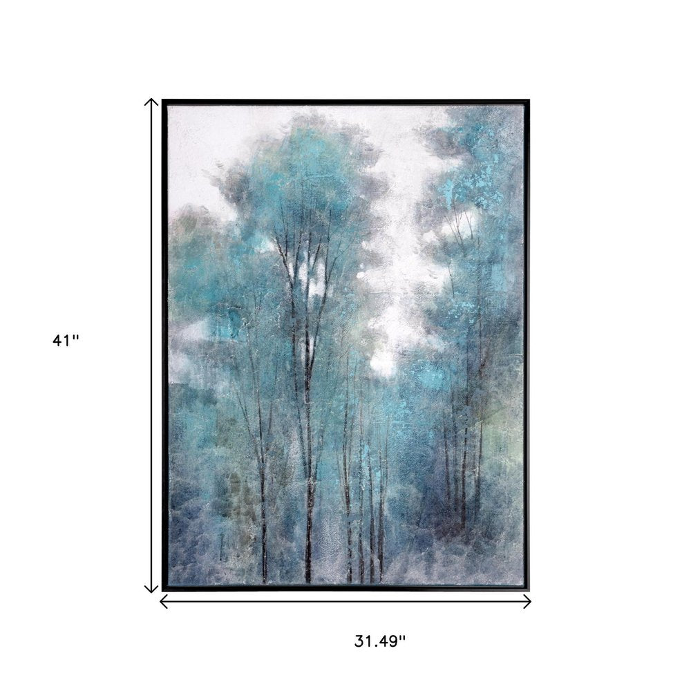 Aquamarine Forest Hand Painted Black Floater Frame Wall Art HomeRoots