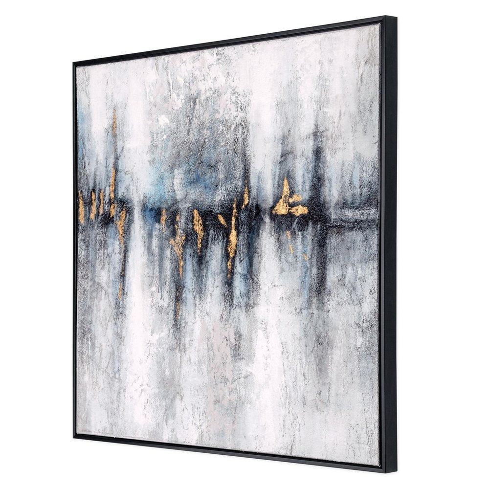 Cobalt Haze Hand Painted Black Floater Frame Wall Art — view 1