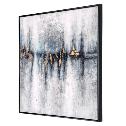 Cobalt Haze Hand Painted Black Floater Frame Wall Art HomeRoots