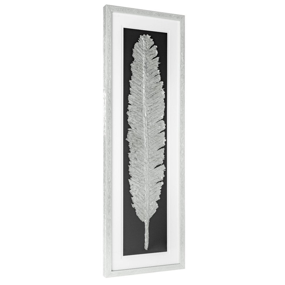 Metallic Feather Silver Shadowbox Textual Art Wall Art HomeRoots