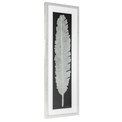 Metallic Feather Silver Shadowbox Textual Art Wall Art HomeRoots