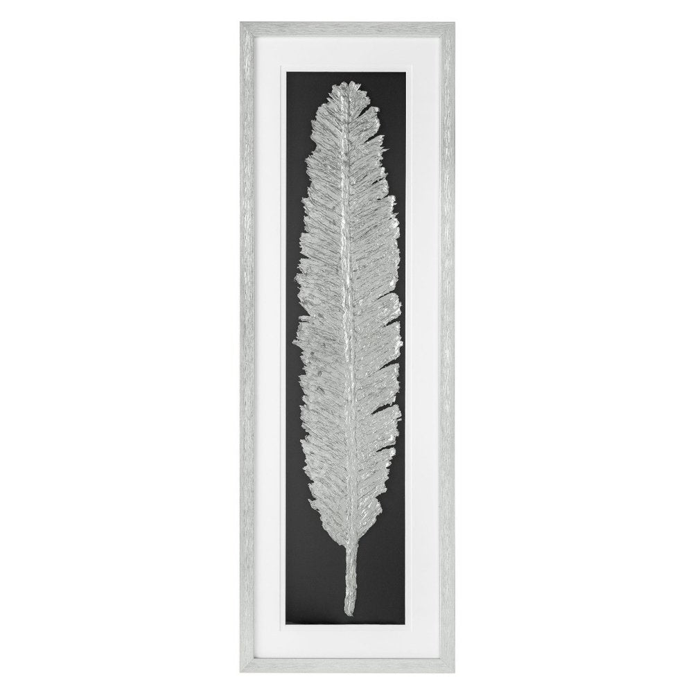 Metallic Feather Silver Shadowbox Textual Art Wall Art — view 2