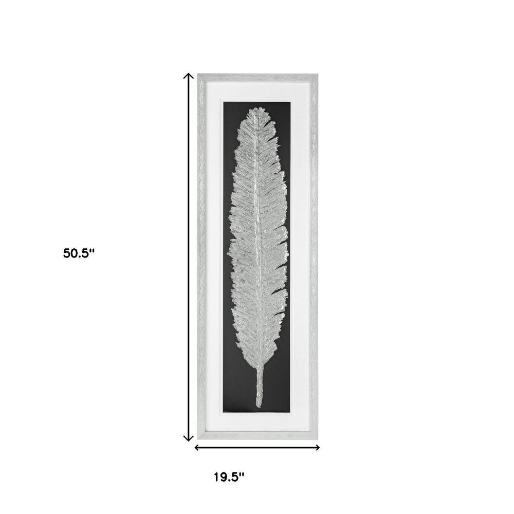 Metallic Feather Silver Shadowbox Textual Art Wall Art HomeRoots