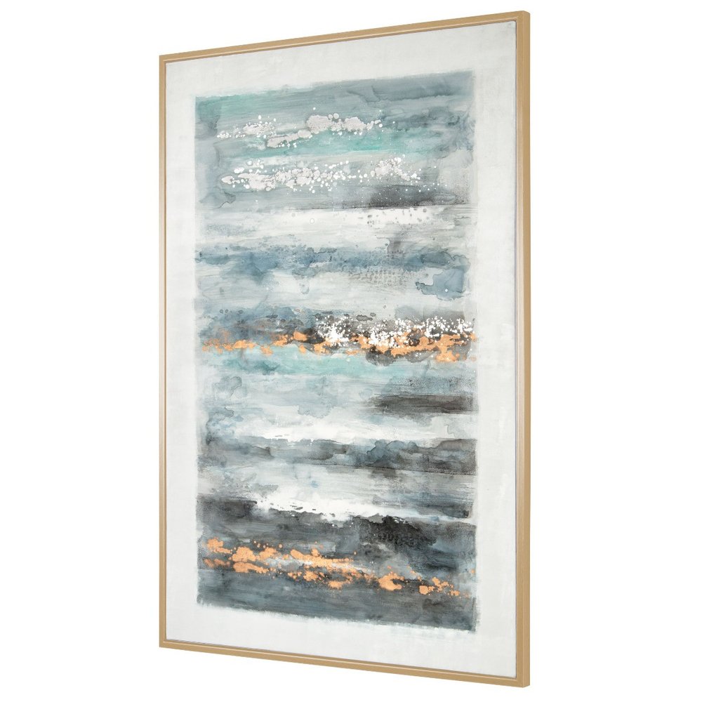 Blue Ribbons Hand Painted Gold Floater Frame Wall Art HomeRoots