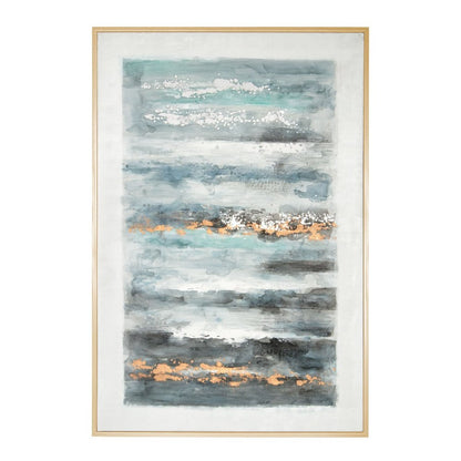 Blue Ribbons Hand Painted Gold Floater Frame Wall Art HomeRoots