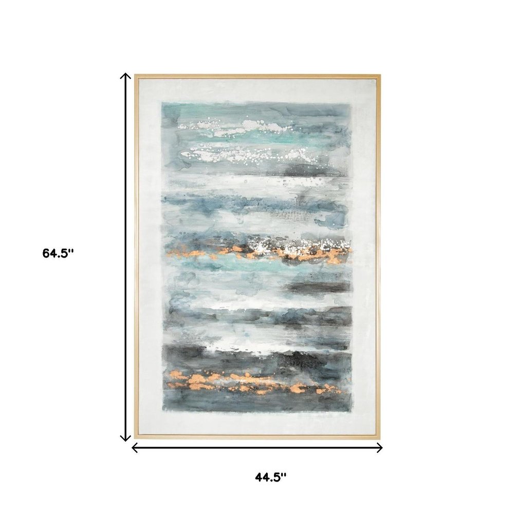 Blue Ribbons Hand Painted Gold Floater Frame Wall Art — view 7