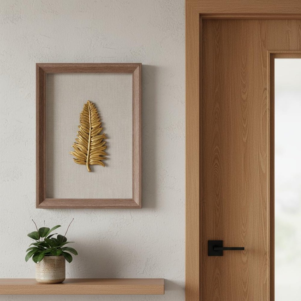 Golden Leaves I Brown Shadowbox Textual Art Wall Art
