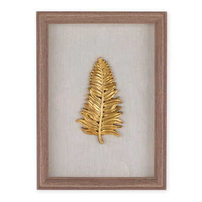 Golden Leaves I Brown Shadowbox Textual Art Wall Art