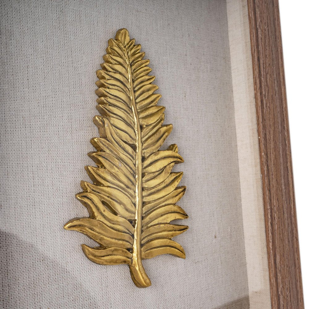 Golden Leaves I Brown Shadowbox Textual Art Wall Art HomeRoots