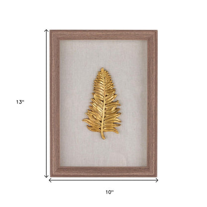 Golden Leaves I Brown Shadowbox Textual Art Wall Art
